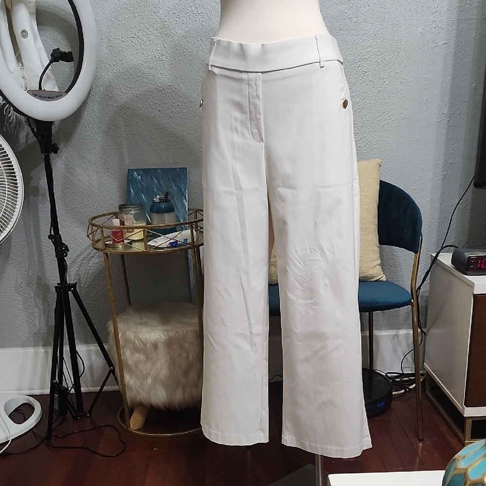 Jules & Leopold Ivory Wide Leg Crop Pants Sz.L Approx. 17" Waist, 24" Inseam Euc